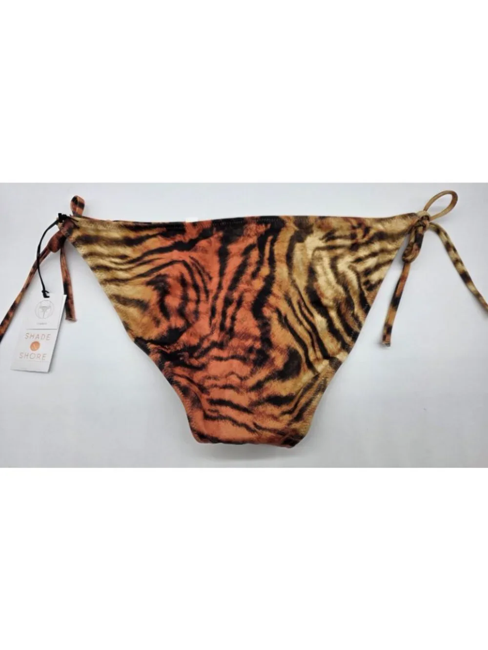 Shade & Shore Womens String Bikini Bottom Size Large Tiger Stripes Swimsuit Swim
